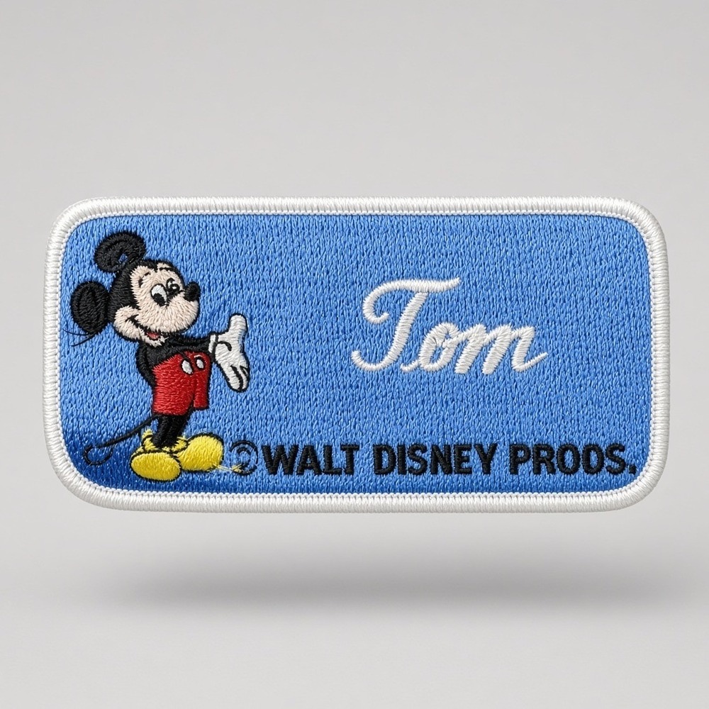 Vintage Disney Mickey Mouse Tom Name Patch Walt Disney Prods Blue Embroidered